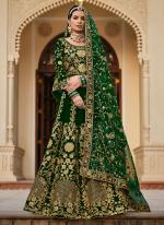 Velvet Green Bridal Wear Embroidery Work Lehenga Choli